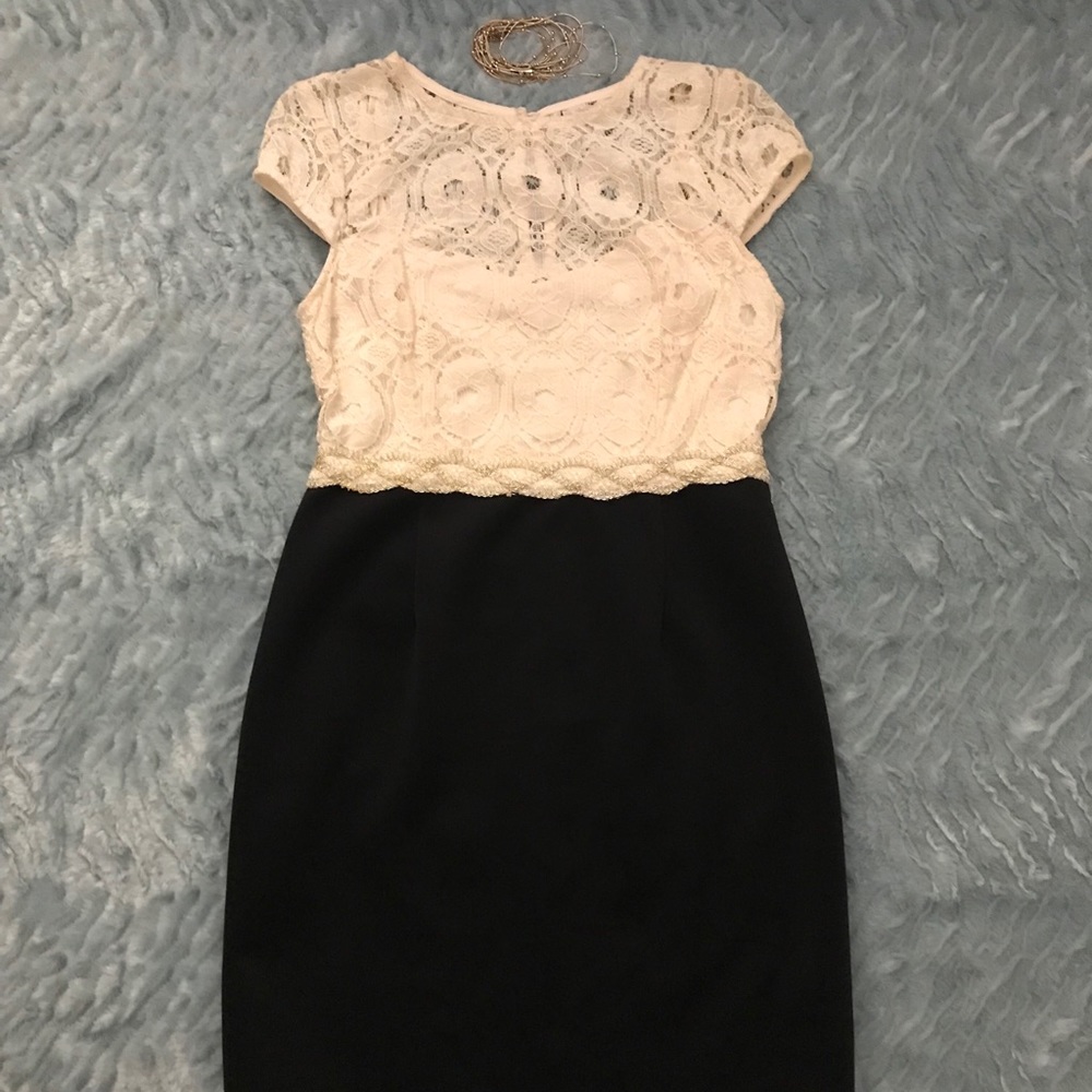 Studio 1 Petite - Cream Lace Top Elegant Dress